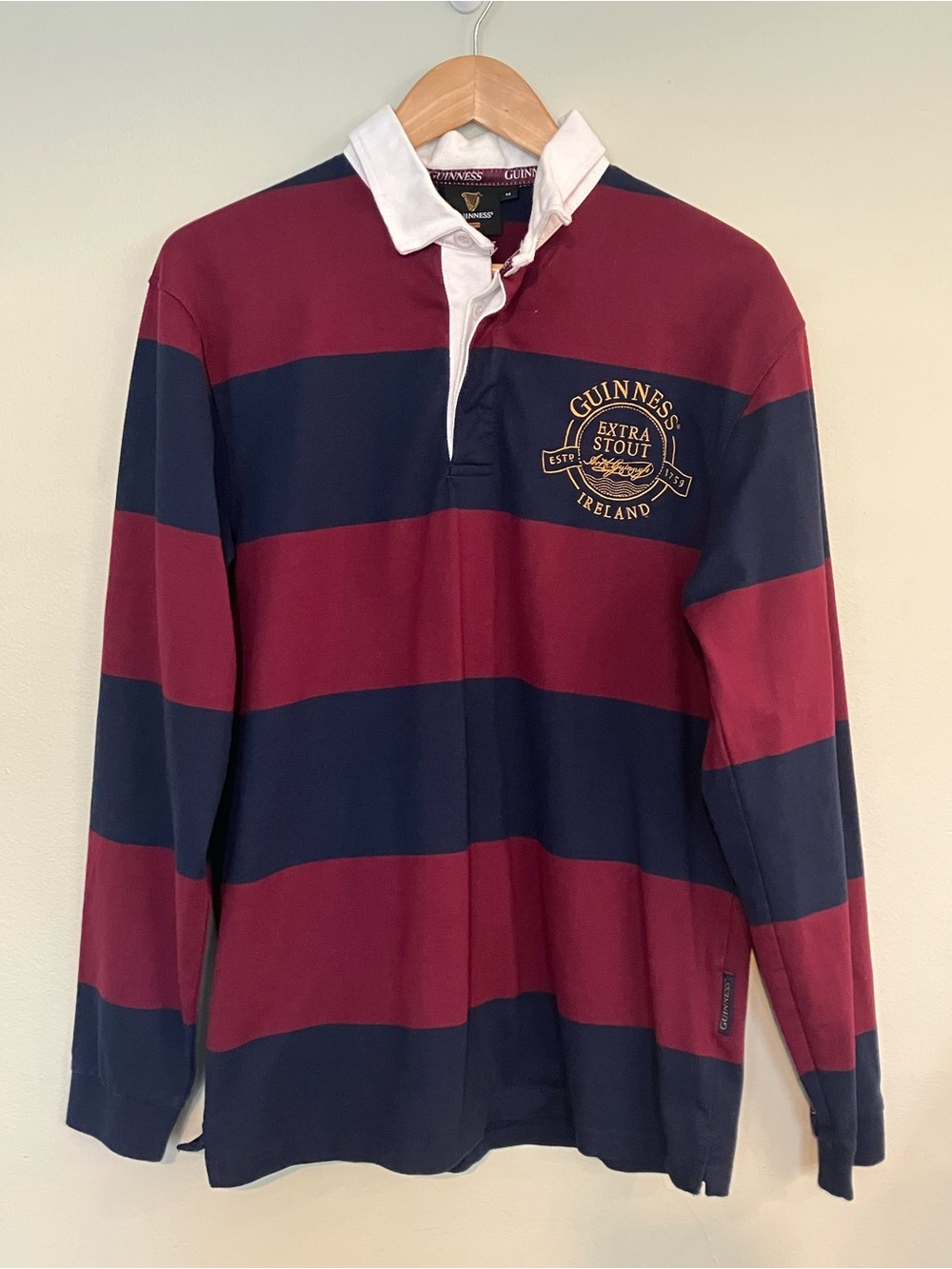 Guiness Ireland Extra Stout Striped Long Sleeve Polo Shirt